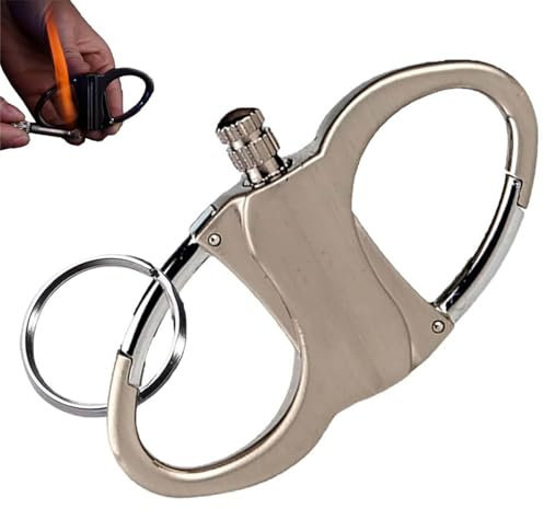 Keychain Lighter Match Strike, Schlüsselanhänger-Feuerzeug Streichhölzer, Ewiges Streichholz Benzin Feuerzeug mit Schlüsselanhänger, Permanente Streichhölzer Geschenk für Männer (Silber)