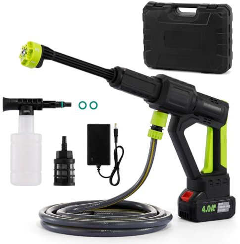 Cordless Pressure Washer | 6 in 1 Portable Pressure Washers | Pressure Washer Gun with 3-Gear Water Output & 5M Hose| 4000mAh Battery Power Washer | Jet Wash for Patio, Car, Garden & Boat