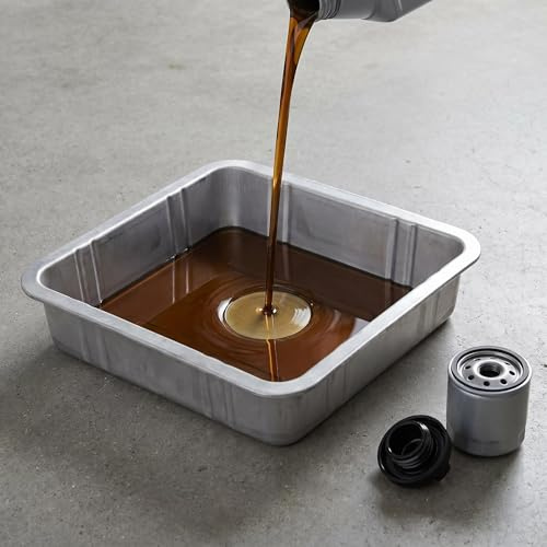 Hapivida Cárter de Cambio de Aceite de 10 litros de Metal sin Fugas, Bandeja Portátil Universal para Coches, Motos, Barcos, Talleres y Garajes Profesionales