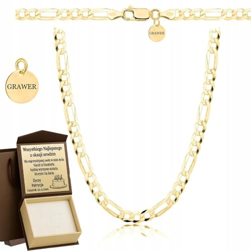 ZELYA RO - Collar de hombre en plata 925/585 chapado en oro clásico de 3,5 mm - 10,3 mm de ancho - unisex macizo - con caja y colgante con grabado como regalo personalizado, 70 cm, Plata, Sin gemas.
