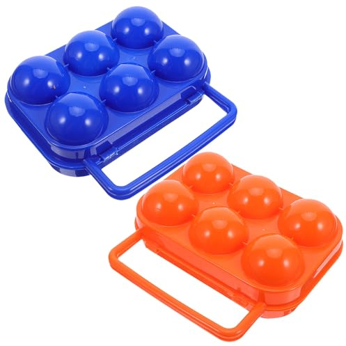 POPETPOP Boîte à Œufs Lot de 2 Pièces 6 Compartiments Portable en Plastique avec Design Gain de Place pour Réfrigérateur pour Stockage Extérieur et Camping