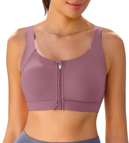 Vorcy Front Zipper Sports Bras Adjustable High Impact Sports Bras U Back | High Support Sports Bras for Women,Molded Cup,Non-removable Pads,Moisture-Wicking Fabric for Running,Yoga & Gym Workouts