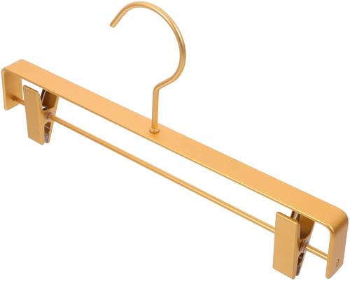 MUELODSIC Percha para Pantalones y Faldas de Aluminio Dorado Perchas con Pinzas Fuertes y Resistentes Organizador de Armario Que Ahorra Espacio para Ropa Pesada Set Práctico para Guardar