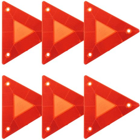 MUSISALY 6 Piezas de Triángulos Reflectantes de Plástico Rojo para Coche y Rv, Señal de Advertencia Triangular Flexible y Resistente para Viajes por Carretera