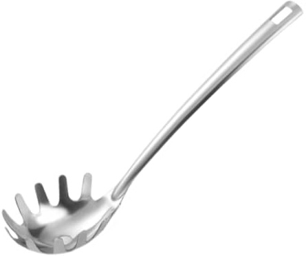 Cuchara de espagueti, tenedor para espaguetis con mango ergonómico, Cuchara para Espaguetis de Acero Inoxidable, colador de pasta con dientes, Accesorio de Cocina Apto para lavavajillas