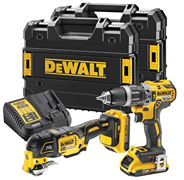 DeWalt DEWDCK208D2T XR Brushless Hammer Drill Driver Twin Pack with 2 x 2 A Li-Ion Battery, 18 V, Yellow