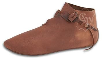 Battle Merchant Scarpe da vichinga Heimdall, in pelle marrone, senza lacci, stile medievale, LARP, scarpe vichinghe, taglia 36-47, marrone, 41 EU