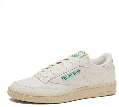 Reebok Club C Vintage Tennis Sneakers for Men, Casual White Mens Shoes, Size 7 to 15, Top-Chalk/Paperwhite/Glen Green, 5