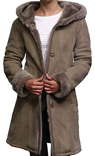 Brandslock Women Spanish Merino Genuine Shearling Sheepskin Leather Toscana Coat (Small / (Fits Chest: 34-36 inches), Suede Grey)