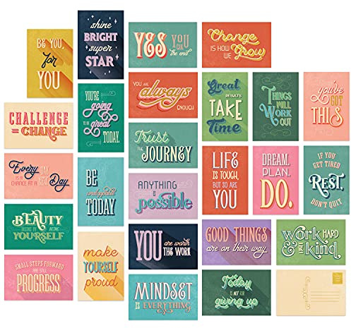 Canopy Street Vintage Motivational Postcards / 25 Vibrant Post Cards / 4 x 6 Flat Mailing Card Retro Uplifting Designs/Made In The USA