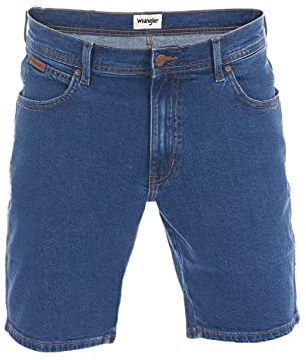 Wrangler Herren Jeans Short Texas Kurze Stretch Shorts Regular Fit Baumwolle Bermuda Sommer Hose Blau Schwarz w30 w31 w32 w33 w34 w36 w38 w40, Größe:W 30, Farbe:Blue Tomorrow (W11CHR13N)