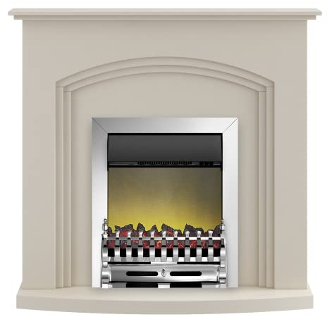 Adam Truro Fireplace in Cream with Blenheim Electric Fire in Chrome, 41 Inch
