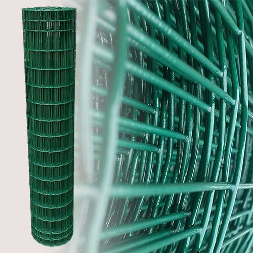 Garmix - Malla de jardín - Color Verde - Valla de jardín y huerto - Cerca de alambre para animales domésticos - Red metálica galvanizada - Tamaño de malla 50 x 100 mm - Dimensiones 25 m x 100 cm