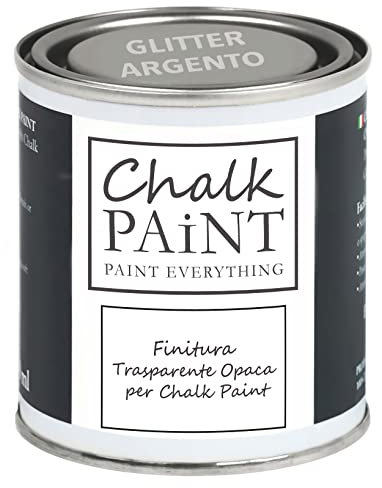 Finition Transparente PAILLETÉE ARGENT 250 ml - Rendez votre travail étincelant - Extra Résistante spécifique pour la peinture à la craie et les surfaces poreuses en général