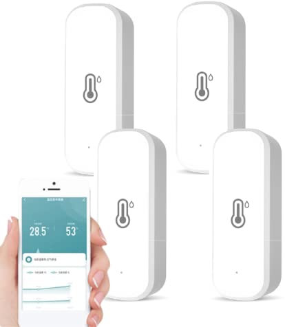 LVYXON WLAN-Hygrometer-Thermometer, kabelloser Temperatur- und Feuchtigkeitssensor für den Innen- und Außenbereich, mit App-Benachrichtigungsalarm, funktioniert mit Tuya-App, 4 Stück