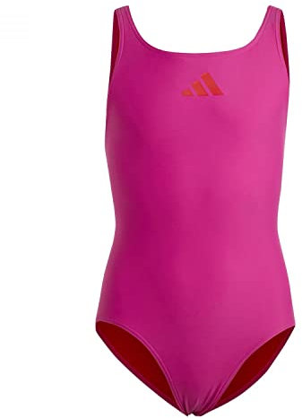 adidas Mädchen Solid Small Logo Swimsuit, Lucid Fuchsia/Better Scarlet, 3-4 Years