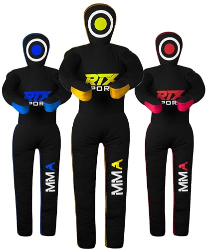 RTX MMA Judo Grappling Dummy | Sac de Frappe pour Brazilian BJJ Jiu Jitsu en Position Debout | Dummy pour Entraînement de Arts Martiaux | Toile | Non rempli (Yellow, 59 )