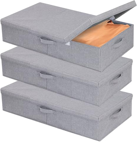 YheenLf Underbäddskommod, grå förvaringslåda, 3-pack, 60 x 30 x 15 cm