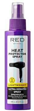 Red by Kiss Heat Protector, 4 Fl Oz - Ultra Keratin Spray for Thermal Protection, Enriched with Vitamin B5 & Keratin, Hydration, Strength, and Anti Frizz