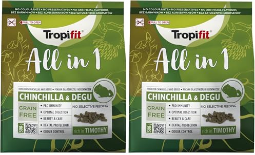 All in 1 Chinchila & Degu 500g - Mangime per CINCILLÀ E DEGU. Complete alimento estruso, senza cereali, ricco di fibre (Confezione da 2)