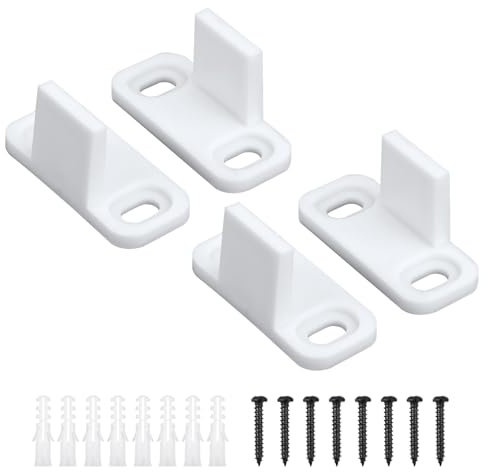 Lot de 4 guides de sol pour porte coulissante, quincaillerie pour porte grange en plastique, guide pour plancher de porte coulissante, armoire de guidage pour porte coulissante (blanc)
