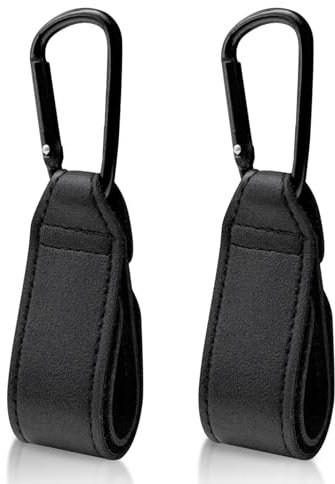 2 Stück Kinderwagen Haken aus PU-Leder, Universalhaken für Taschen und Wickeltaschen, Rutschfeste Kinderwagenhaken als Zubehör für Buggy, Kinderwagen und Rollator