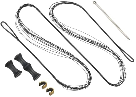 PATIKIL Cordes d'arc de rechange de 114 cm, accessoires de tir à l'arc 12 brins avec protège-doigts et 2 points d'encoche en laiton pour arc long classique classique, noir