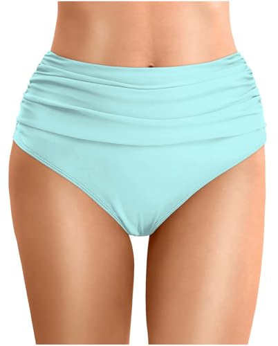 Générique Femme Culotte Menstruelle Bas Maillot De Bain Taille Haute pour Femme Élégant Bikini Taille Haute Ruched Bikini Slips Couleur Unie Triangle Short de Bain Amincissant Gainant Ventre Plat