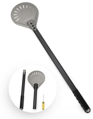 Pizza Peel Turner 7 Inch – Lightweight Aluminum Perforated Pizza Paddle with Detachable Metal Handle – Professional Pizza Oven Tool for Turning & Serving