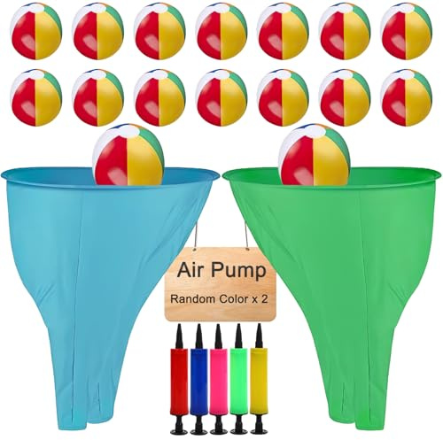 SAVTON 2 Pcs Granny Pants Yard Game, Granny Pants for Yard Game with 16 Six-Color Bouncy Balls & 2 Pumps, Team Relay Family Reunion Party Field Game for Adults, Outdoor Tossing Games for Party/Field