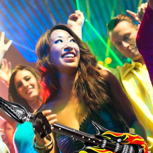 XNFUOE Lot de 2 guitares gonflables Rock Star - Instrument de musique - Accessoires de fête - Jeu de rôle musical - Décoration pour fête
