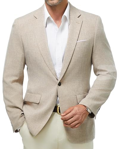 Blazer Hombre Elegante 1 Botón Regular Fit Chaqueta Traje Americana Casual Negocio Oficina Boda Evento Formal Primavera Verano Entretiempo Marrón Claro M