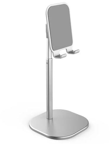 lmoikesz Supporto per telefono in lega di alluminio per scrivania – Registrazione e di video Supporto per tablet telescopico con angolazione regolabile, argento