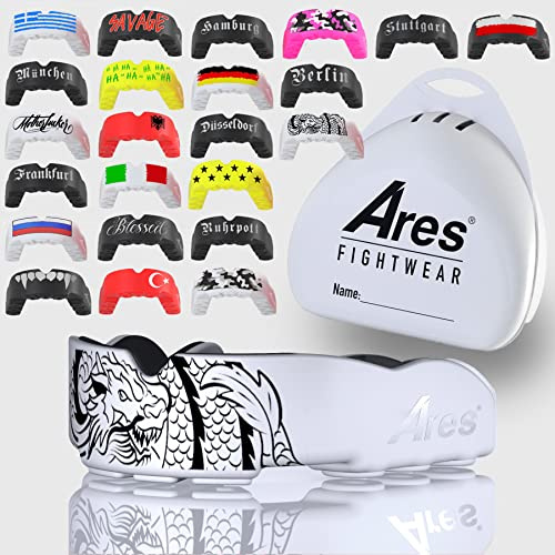 Ares Fightwear® Munskydd lådor inklusive förvaringslåda för kampsport, MMA & idrottare I maximalt tandskydd tack vare optimal passform I professionellt munskydd för män och kvinnor ..