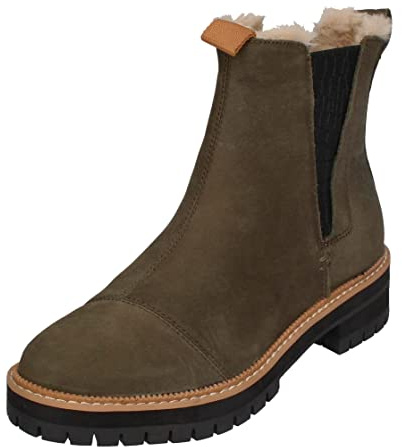 TOMS Women's Dakota Chelsea Boot, Water Resistant Tarmac Olive Oiled Nubuck, 6.5 UK