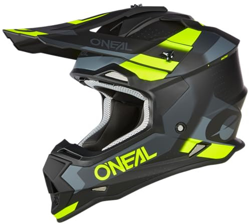 O'NEAL | Motocross-Helm | MX Enduro | ABS-Schale, Lüftungsöffnungen für optimale Kühlung | 2SRS Helmet SPYDE V.23 | Erwachsene | Schwarz Grau Neongelb | Größe L (59/60 cm)