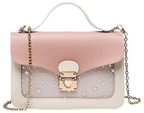 A-QMZL Bolso Pequeño para Niñas Mujer Bandolera de Hombro Pequeña Lindo Nuevo Modelo Bandolera de Mano Cadena Cruzado Crossbody Bag Cuero PU para Teléfono Móvil (rosa)