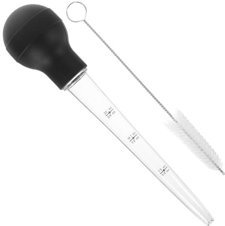 Ciieeo Silicone Kitchen Oil Dropper and Turkey Baster Seasoning Pump Drip Oil Tube Barbecue Tool for Roasting and Grilling, Random Color