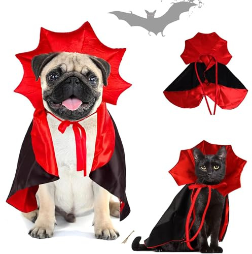 CEASELESLY Cane Gatto Vampiro Costumi,Mantello da Vampiro per Animali Domestici,Mantello per Gatti di Halloween,Adatto per Halloween,Natale,Feste