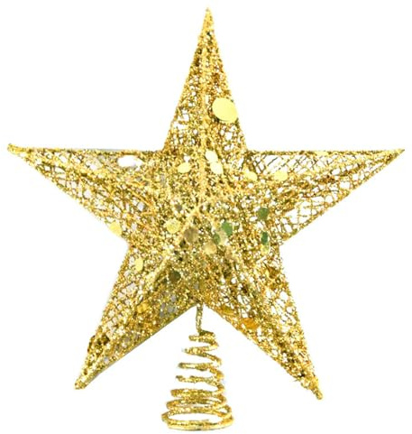 AVMBC Gold Christmas Tree Topper Star - Glitter Tree - Top Star Ornament Indoor Party Home Decoration