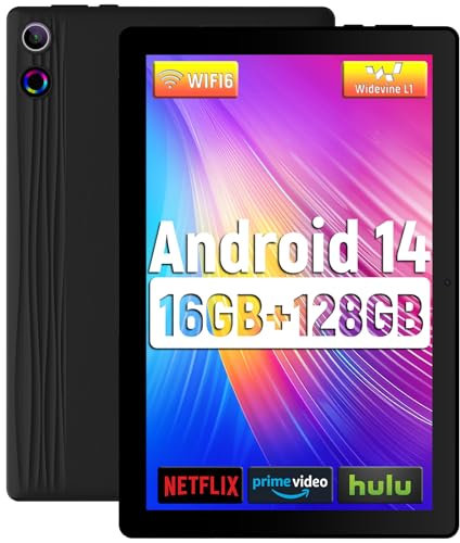 Tablet, Android 14 Tablet 11 Zoll, 16(4+12) GB RAM 128GB ROM 1TB TF Expandable, Widevide L1, Octa-Core Processor, 1280 * 800 IPS HD Touchscreen 6800mAh Akku WiFi 6 BT 5.3 Dual 5MP+8MP Kamera