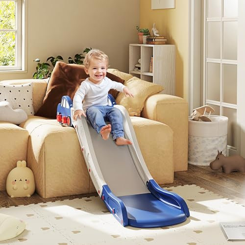AIYAPLAY Kids Slide, Indoor Toddler Sofa Slide with Extended Length for Bed, Stairs, Easy to Assemble and Store, Blue
