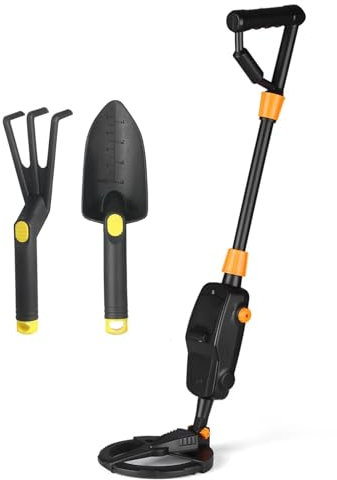 Accesorios detectores Detector de Metales portátil Ligero para niños, buscador de Tesoros, buscador de Tesoros, Resistente al Agua Herramientas para Buscar Tesoros(with Rake Shovel)