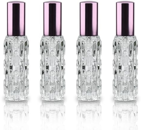 YoHyien 4 Pcs Travel Perfume Atomiser Refillable 10ml, Glass Perfume Travel Bottle, Portable Aftershave Atomiser Spray Bottle, Mini Fragrance Decanter for Handbag, Pocket, and Purse (Rose Gold)