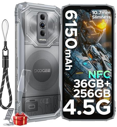 DOOGEE Blade 10 Ultra Energy Rugged Smartphone, 36GB +256GB Android 15, 6150mAh 6.56 HD+ 90Hz, 64MP + 8MP, 10.7mm Telefono Indistruttibile, 3 Schede Slot/IP68/IP69K/NFC/GPS/Face ID- Naturale