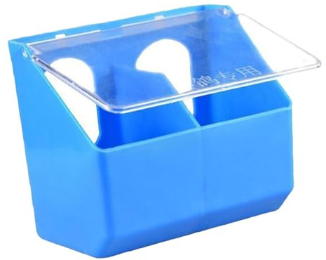 Caja colgante para palomas, alimentador de palomas, con dos agujeros, ligera, para almacenamiento de alimentos, para cacatúas y palomas, color azul