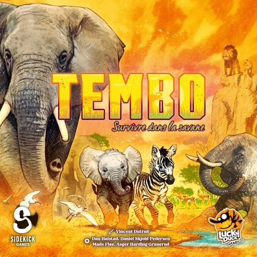Lucky Duck Games TEMBO - kooperativt brädspel för barn från 8 år - vägleda en flock elefanter i savannen - 9 scenarier och 2 nivåer - 1–4 spelare - 30–60 min - Svensk version