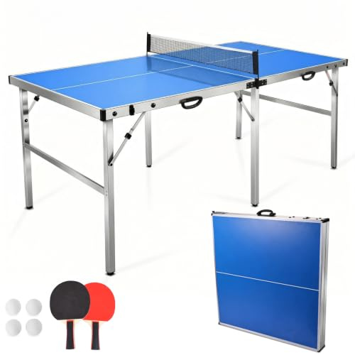 Hyner Table de ping-Pong Pliante, 182 x 91 x 76 cm, résistante aux intempéries, avec poignée et Filet, inclut Deux Raquettes et Une Balle, adaptée à Un Usage intérieur et extérieur