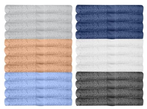 KAHAF COLLECTION 24 Pack Wash Cloths | Multicolour 100% Cotton Extra Absorbent Face Towels | Soft, Quick Dry Washcloths for Bathroom, Spa, Gym, Baby & Travel (24 Packs (12x12))