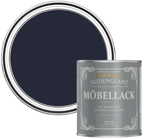 Rust-Oleum dunkelblau Möbelfarbe mit Seidenglanz-Finish, geruchsarm und wasserbasiert für Innenholz - Abendblau 750ML